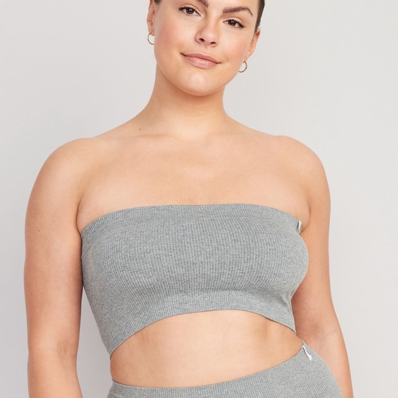 NWT OLD NAVY Rib-Knit Seamless Bandeau Bralette Color Gray Stone - Picture 3 of 5